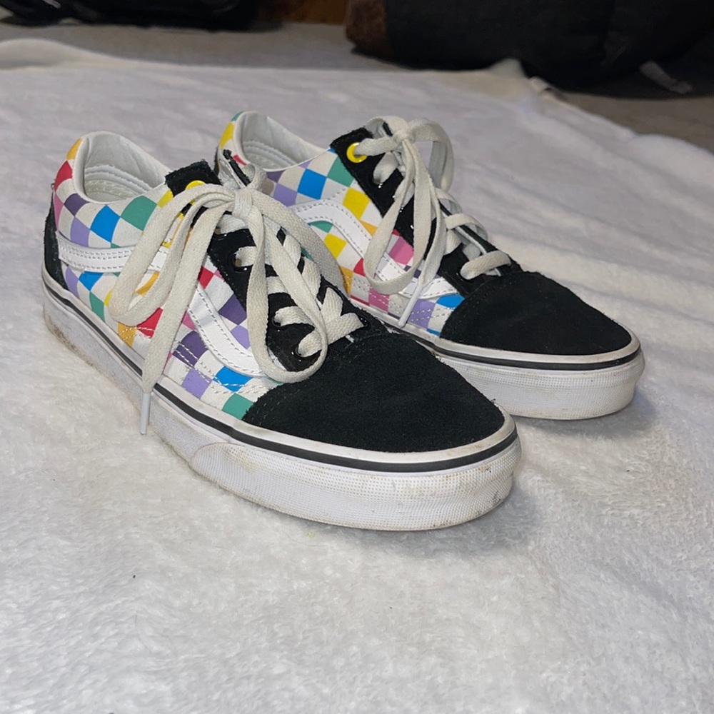 Rainbow checkered Vans